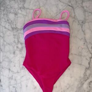 Beach Riot Little Jessa One Piece Raspberry Colorblock 3/4Y